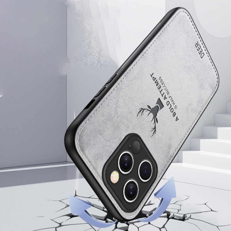 For iPhone 16 Pro Deer Head Cloth Skin All-inclusive Phone Case(White) by buy2fix