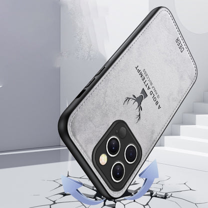 For iPhone 16 Pro Deer Head Cloth Skin All-inclusive Phone Case(White) by buy2fix