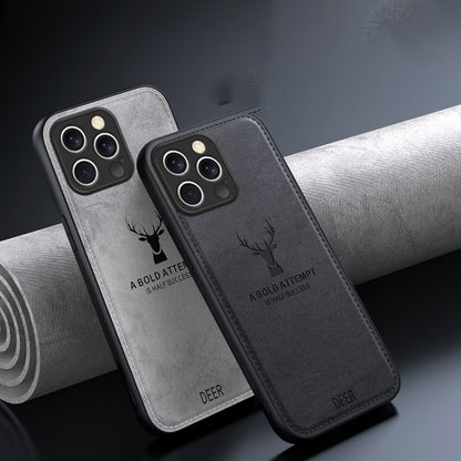 For iPhone 16 Pro Deer Head Cloth Skin All-inclusive Phone Case(White) by buy2fix