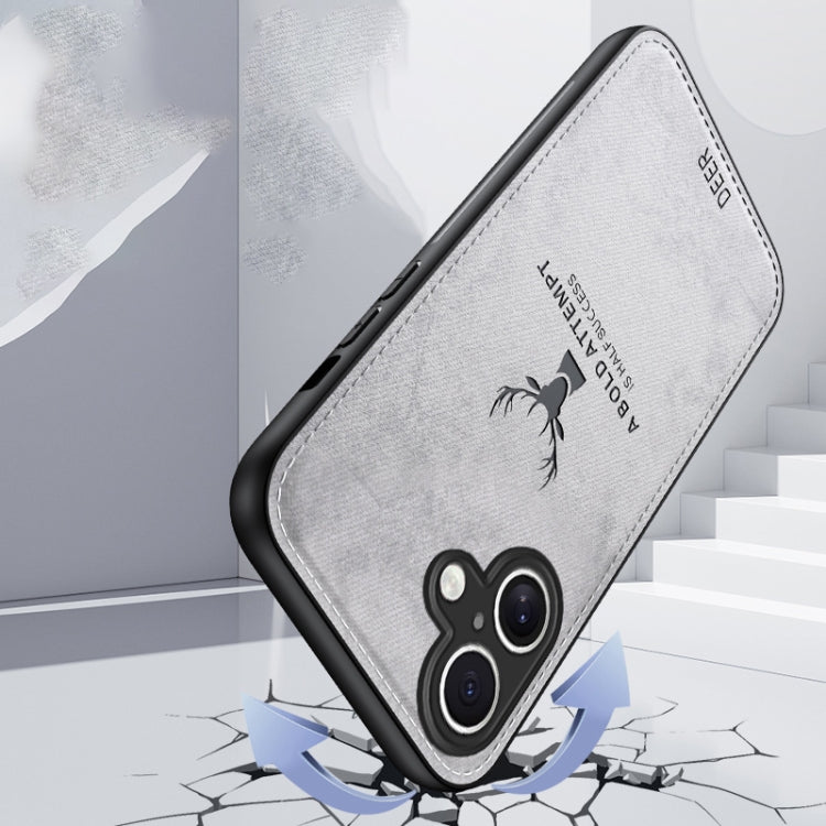 For iPhone 16 Plus Deer Head Cloth Skin All-inclusive Phone Case(Blue) by buy2fix