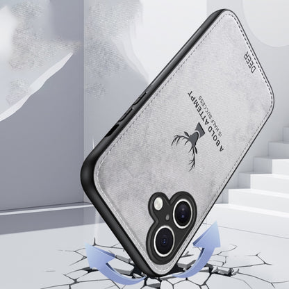 For iPhone 16 Deer Head Cloth Skin All-inclusive Phone Case(Black) by buy2fix