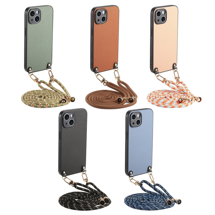 For iPhone Air Carbon Fiber Texture Leather Back Phone Case with Crossbody Strap(Black) - iPhone Air Cases by buy2fix | Online Shopping UK | buy2fix