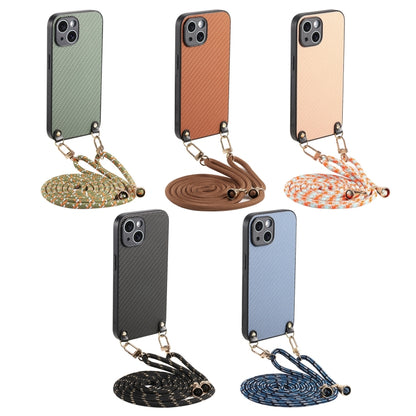 For iPhone Air Carbon Fiber Texture Leather Back Phone Case with Crossbody Strap(Black) - iPhone Air Cases by buy2fix | Online Shopping UK | buy2fix