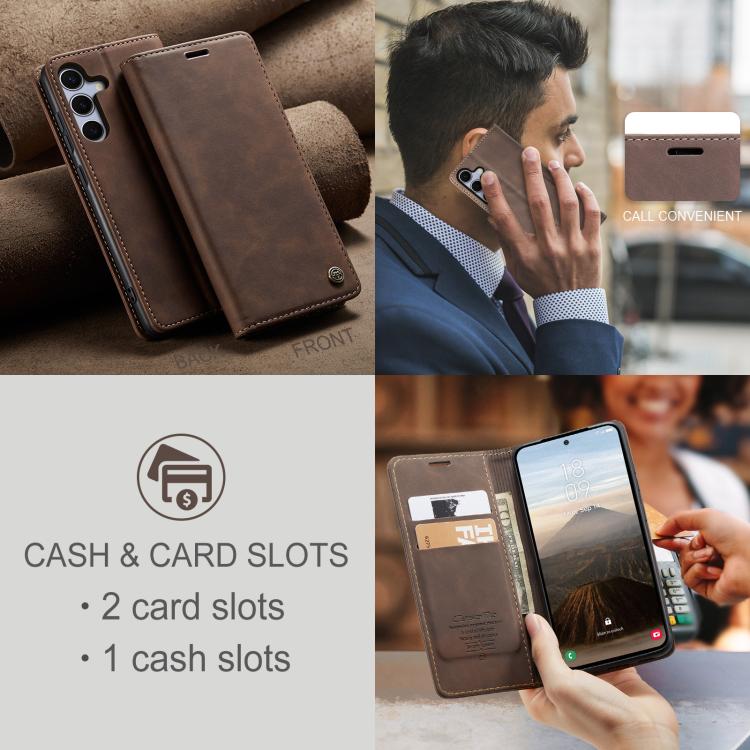 For Samsung Galaxy S25+ 5G CaseMe 013 Multifunctional Horizontal Flip Leather Phone Case(Coffee) - Galaxy S25+ 5G Cases by CaseMe | Online Shopping UK | buy2fix