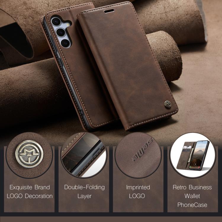 For Samsung Galaxy S25+ 5G CaseMe 013 Multifunctional Horizontal Flip Leather Phone Case(Coffee) - Galaxy S25+ 5G Cases by CaseMe | Online Shopping UK | buy2fix