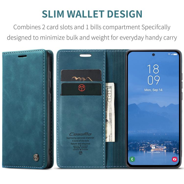 For Samsung Galaxy S25 5G CaseMe 013 Multifunctional Horizontal Flip Leather Phone Case(Blue) - Galaxy S25 5G Cases by CaseMe | Online Shopping UK | buy2fix