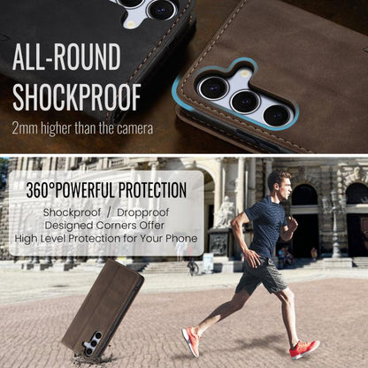 For Samsung Galaxy S25 5G CaseMe 013 Multifunctional Horizontal Flip Leather Phone Case(Coffee) by CaseMe