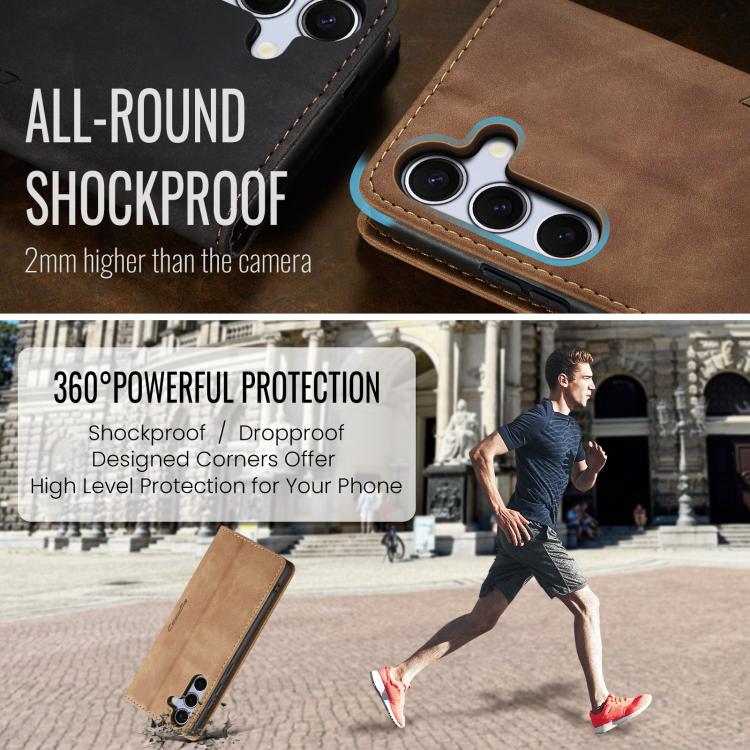 For Samsung Galaxy S25 5G CaseMe 013 Multifunctional Horizontal Flip Leather Phone Case(Brown) by CaseMe