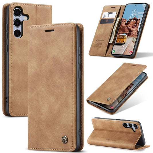 For Samsung Galaxy S25 5G CaseMe 013 Multifunctional Horizontal Flip Leather Phone Case(Brown) by CaseMe