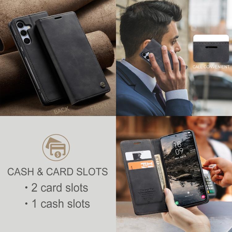 For Samsung Galaxy S25 5G CaseMe 013 Multifunctional Horizontal Flip Leather Phone Case(Black) by CaseMe