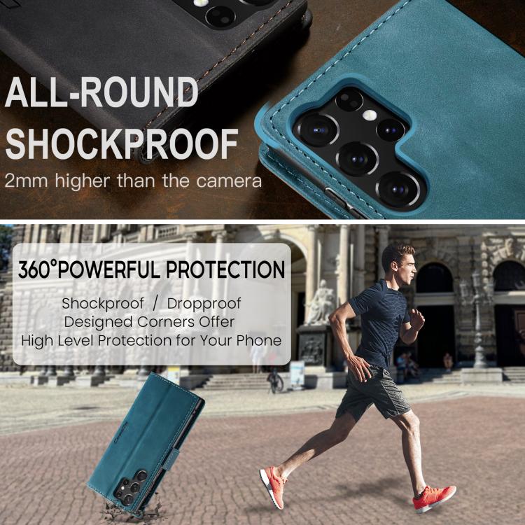 For Samsung Galaxy S25 Ultra 5G CaseMe 013 Multifunctional Horizontal Flip Leather Phone Case(Blue) by CaseMe