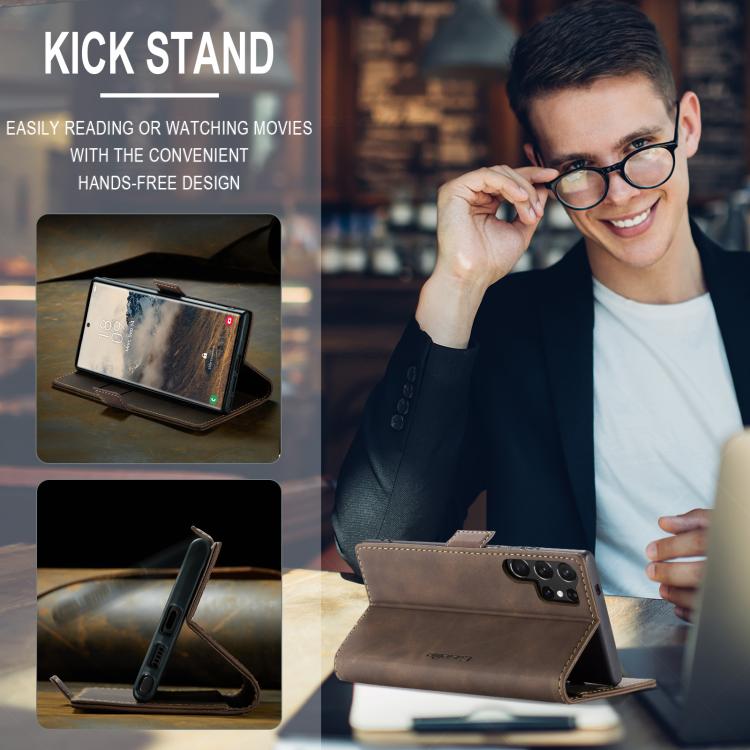 For Samsung Galaxy S25 Ultra 5G CaseMe 013 Multifunctional Horizontal Flip Leather Phone Case(Coffee) by CaseMe