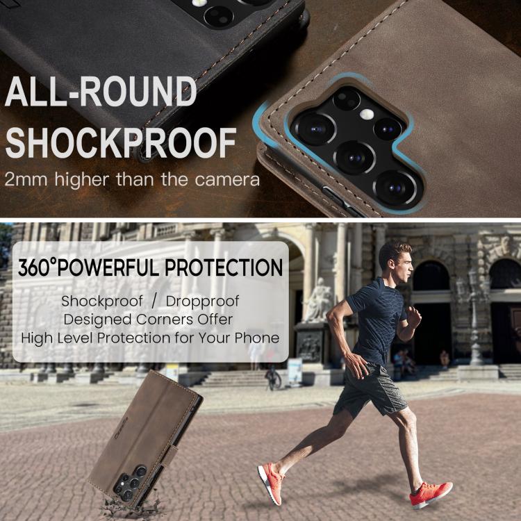 For Samsung Galaxy S25 Ultra 5G CaseMe 013 Multifunctional Horizontal Flip Leather Phone Case(Coffee) by CaseMe