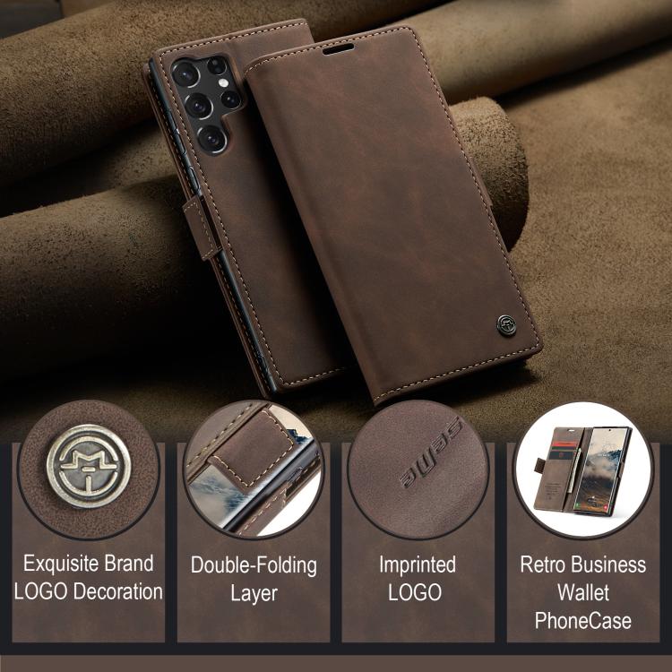 For Samsung Galaxy S25 Ultra 5G CaseMe 013 Multifunctional Horizontal Flip Leather Phone Case(Coffee) by CaseMe