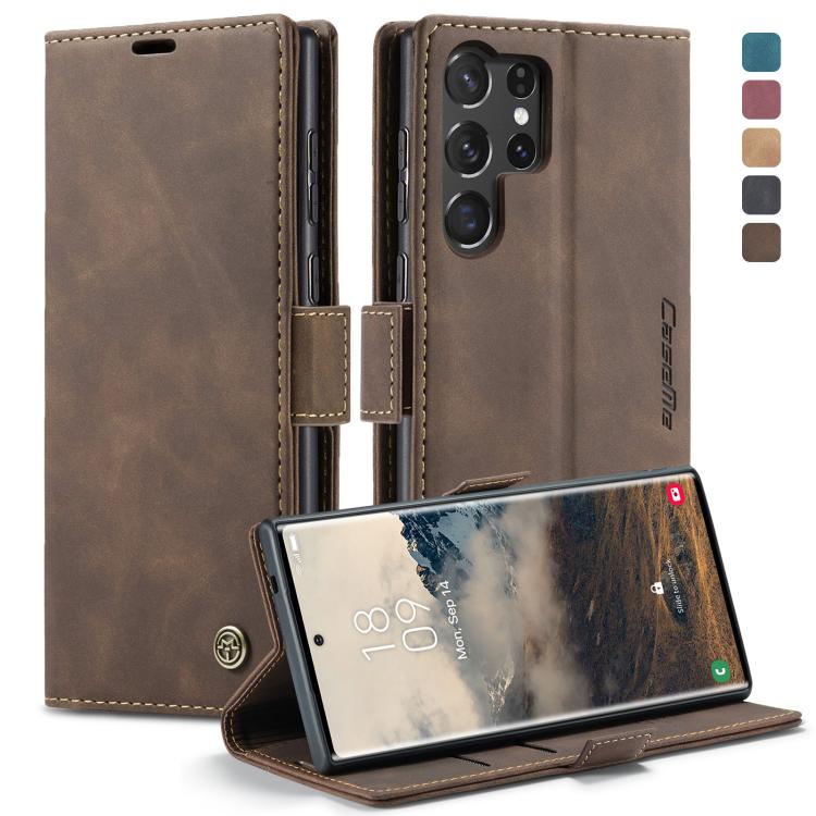 For Samsung Galaxy S25 Ultra 5G CaseMe 013 Multifunctional Horizontal Flip Leather Phone Case(Coffee) by CaseMe