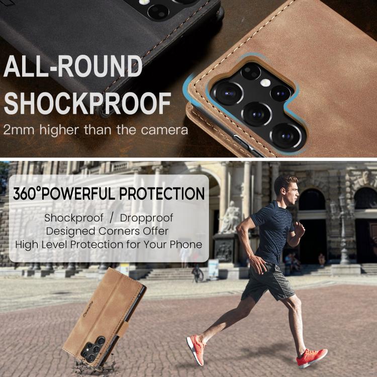 For Samsung Galaxy S25 Ultra 5G CaseMe 013 Multifunctional Horizontal Flip Leather Phone Case(Brown) by CaseMe