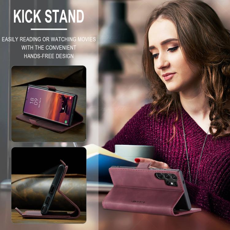 For Samsung Galaxy S25 Ultra 5G CaseMe 013 Multifunctional Horizontal Flip Leather Phone Case(Red) by CaseMe