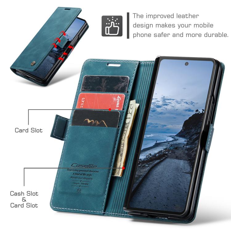 For Samsung Galaxy Z Fold7 CaseMe 013 Multifunctional Horizontal Flip Leather Phone Case(Blue) - Galaxy Z Fold7 5G Cases by CaseMe | Online Shopping UK | buy2fix