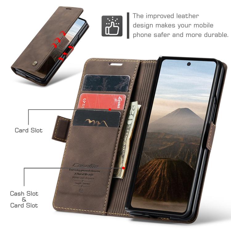 For Samsung Galaxy Z Fold7 CaseMe 013 Multifunctional Horizontal Flip Leather Phone Case(Coffee) - Galaxy Z Fold7 5G Cases by CaseMe | Online Shopping UK | buy2fix