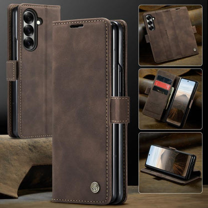 For Samsung Galaxy Z Fold7 CaseMe 013 Multifunctional Horizontal Flip Leather Phone Case(Coffee) - Galaxy Z Fold7 5G Cases by CaseMe | Online Shopping UK | buy2fix