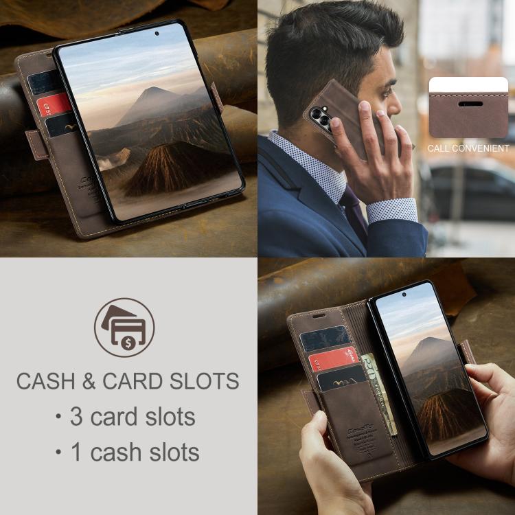 For Samsung Galaxy Z Fold7 CaseMe 013 Multifunctional Horizontal Flip Leather Phone Case(Coffee) - Galaxy Z Fold7 5G Cases by CaseMe | Online Shopping UK | buy2fix