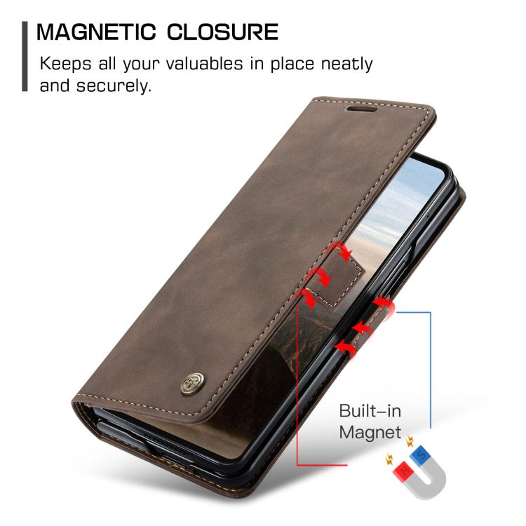 For Samsung Galaxy Z Fold7 CaseMe 013 Multifunctional Horizontal Flip Leather Phone Case(Coffee) - Galaxy Z Fold7 5G Cases by CaseMe | Online Shopping UK | buy2fix