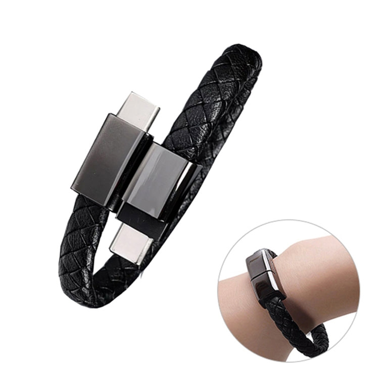 XJ-29 3A USB-C / Type-C to Type-C Creative Bracelet Data Cable, Length:20cm(Black) - USB-C & Type-C Cable by buy2fix | Online Shopping UK | buy2fix