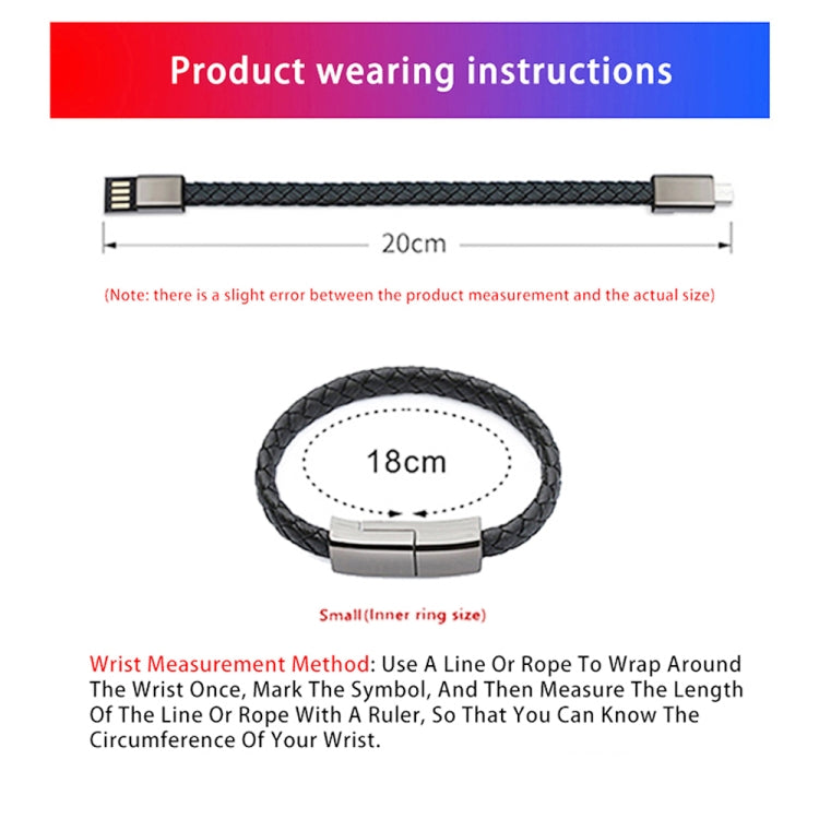 XJ-29 3A USB-C / Type-C to Type-C Creative Bracelet Data Cable, Length:20cm(Black) - USB-C & Type-C Cable by buy2fix | Online Shopping UK | buy2fix