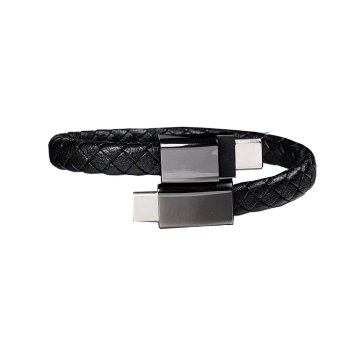 XJ-29 3A USB-C / Type-C to Type-C Creative Bracelet Data Cable, Length:22.5cm(Black) - USB-C & Type-C Cable by buy2fix | Online Shopping UK | buy2fix