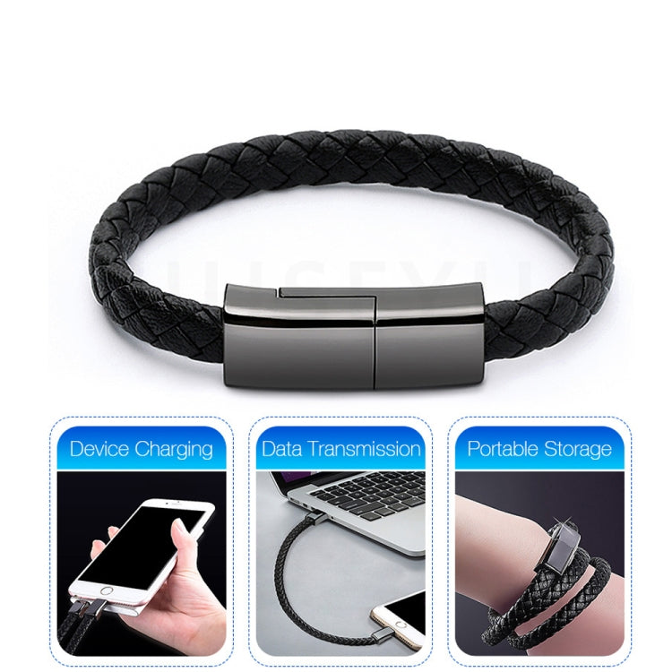 XJ-29 3A USB-C / Type-C to Type-C Creative Bracelet Data Cable, Length:22.5cm(Black) - USB-C & Type-C Cable by buy2fix | Online Shopping UK | buy2fix