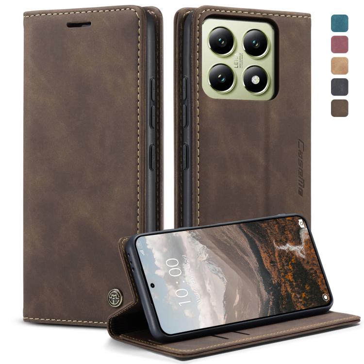 For Xiaomi 14T CaseMe 013 Multifunctional Horizontal Flip Leather Phone Case(Coffee) by CaseMe
