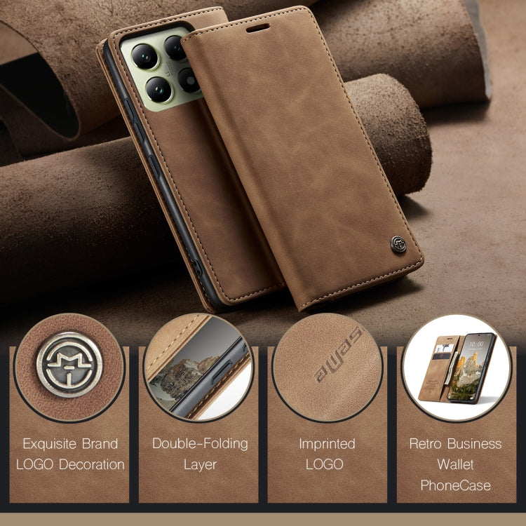 For Xiaomi 14T CaseMe 013 Multifunctional Horizontal Flip Leather Phone Case(Brown) by CaseMe