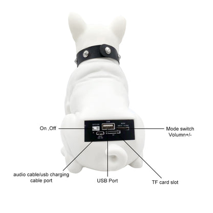 CH-M10 Bulldog Shape Stereo Wireless Bluetooth Speaker, Support TF Card / U Disk / FM(White) - Desktop Speaker by buy2fix | Online Shopping UK | buy2fix