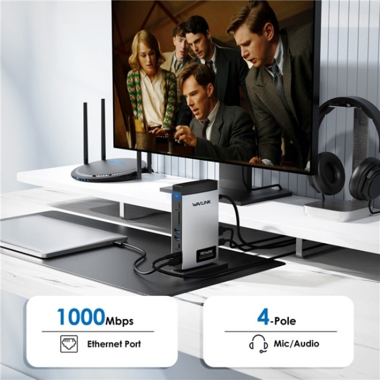 WAVLINK WL-UMD26 11 in 1 140W PD 3.1 USB-C 8K Displayport Charging Docking Station by WAVLINK