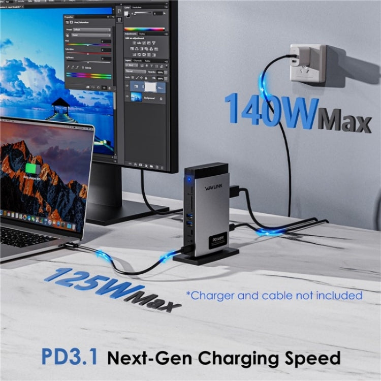 WAVLINK WL-UMD26 11 in 1 140W PD 3.1 USB-C 8K Displayport Charging Docking Station by WAVLINK
