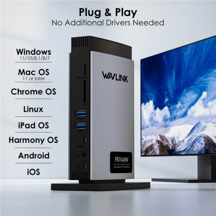 WAVLINK WL-UMD26 11 in 1 140W PD 3.1 USB-C 8K Displayport Charging Docking Station by WAVLINK