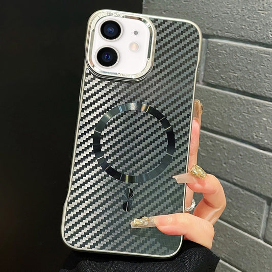 For iPhone 11 AG Carbon Fiber Frameless MagSafe Phone Case(Black) - iPhone 11 Cases by buy2fix | Online Shopping UK | buy2fix