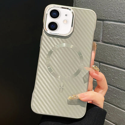 For iPhone 11 AG Carbon Fiber Frameless MagSafe Phone Case(Grey) - iPhone 11 Cases by buy2fix | Online Shopping UK | buy2fix