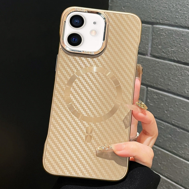 For iPhone 11 AG Carbon Fiber Frameless MagSafe Phone Case(Gold) - iPhone 11 Cases by buy2fix | Online Shopping UK | buy2fix