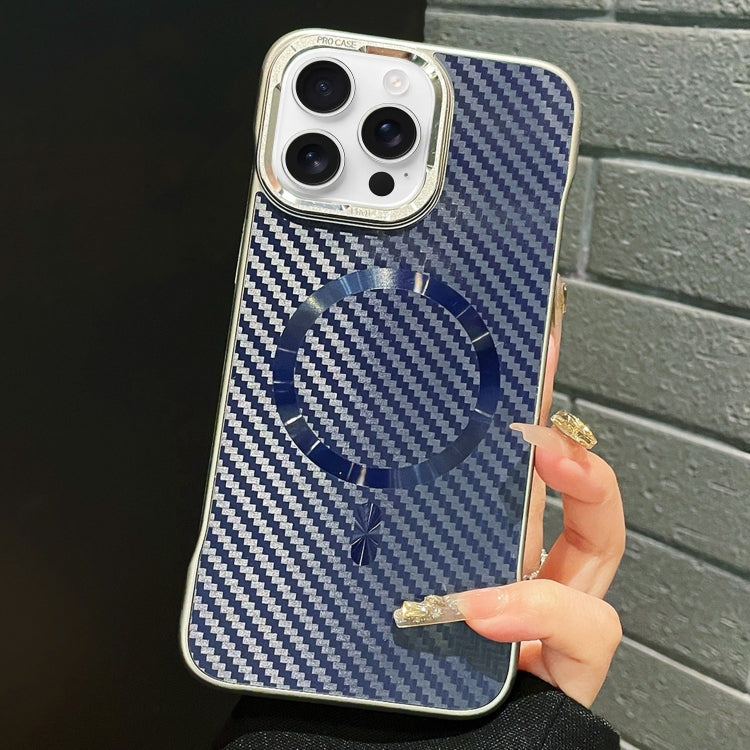 For iPhone 13 Pro Max AG Carbon Fiber Frameless MagSafe Phone Case(Blue) - iPhone 13 Pro Max Cases by buy2fix | Online Shopping UK | buy2fix