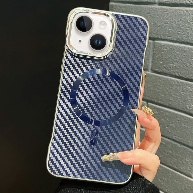 For iPhone 15 Plus AG Carbon Fiber Frameless MagSafe Phone Case(Blue) - iPhone 15 Plus Cases by buy2fix | Online Shopping UK | buy2fix