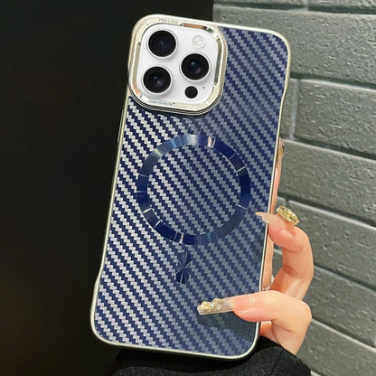 For iPhone 16 Pro Max AG Carbon Fiber Frameless MagSafe Phone Case(Blue) - iPhone 16 Pro Max Cases by buy2fix | Online Shopping UK | buy2fix