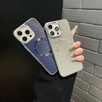 For iPhone 12 AG Carbon Fiber Frameless MagSafe Phone Case(Grey) - iPhone 12 / 12 Pro Cases by buy2fix | Online Shopping UK | buy2fix