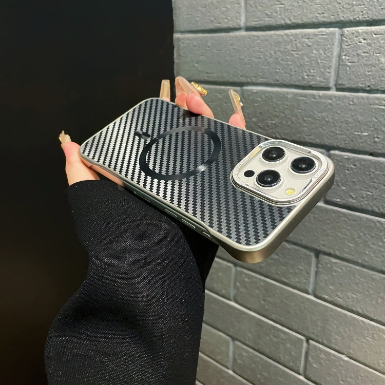 For iPhone 13 AG Carbon Fiber Frameless MagSafe Phone Case(Gold) - iPhone 13 Cases by buy2fix | Online Shopping UK | buy2fix