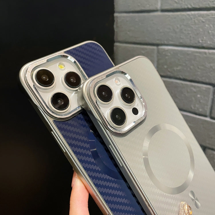 For iPhone 12 AG Carbon Fiber Frameless MagSafe Phone Case(Blue) - iPhone 12 / 12 Pro Cases by buy2fix | Online Shopping UK | buy2fix