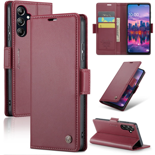 For Galaxy A16 5G CaseMe 023 Butterfly Buckle Litchi Texture RFID Anti-theft Leather Phone Case(Red)
