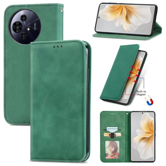 For TCL 50 Pro NxtPaper Retro Skin Feel Magnetic Flip Leather Phone Case(Green)