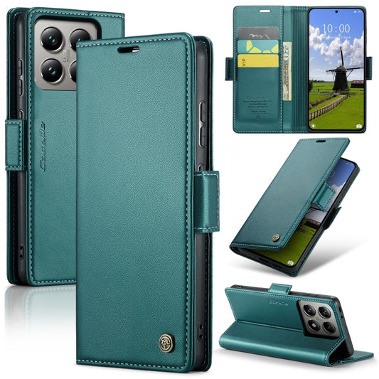 For Xiaomi 14T CaseMe 023 Butterfly Buckle Litchi Texture RFID Anti-theft Leather Phone Case(Green) - 14T Cases by CaseMe | Online Shopping UK | buy2fix