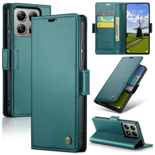 For Xiaomi 14T Pro CaseMe 023 Butterfly Buckle Litchi Texture RFID Anti-theft Leather Phone Case(Green)