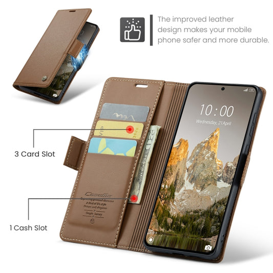 For Xiaomi 14T Pro CaseMe 023 Butterfly Buckle Litchi Texture RFID Anti-theft Leather Phone Case(Brown) by CaseMe